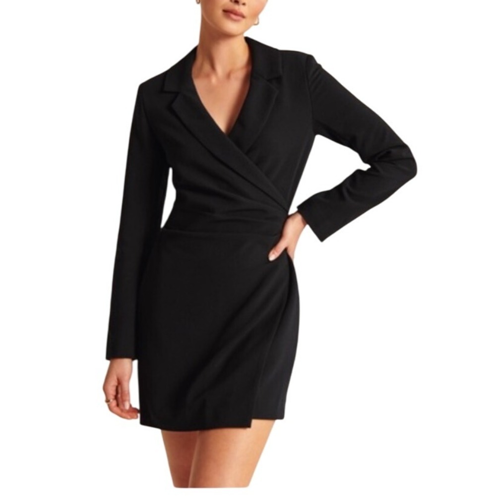Abercrombie & Fitch Black Wrap Blazer Mini Dress